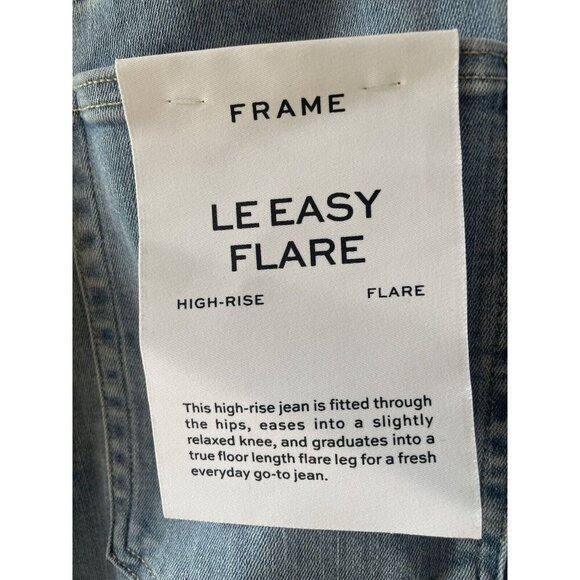 New FRAME Le Easy Flare High Rise Raw Hem Light Blue Jeans Babitz Size 29 - Picture 13 of 15